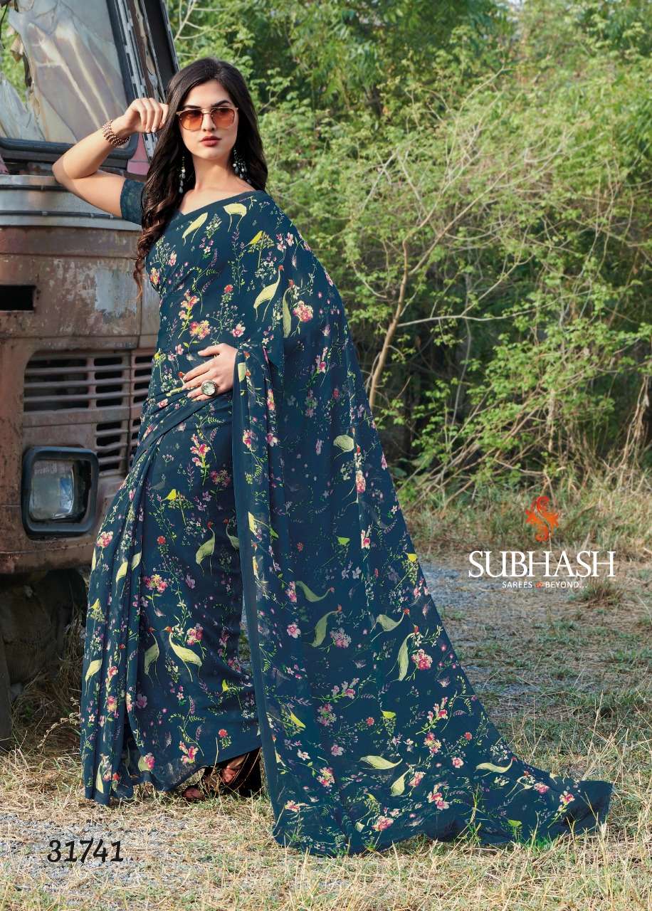 GARDENIA VOL-8 BY BY SUBHASH SAREE 31741 TO 31756 SERIES INDIAN TRADITIONAL WEAR COLLECTION BEAUTIFUL STYLISH FANCY COLORFUL PARTY WEAR & OCCASIONAL WEAR GEORGETTE PRINTED SAREES AT WHOLESALE PRICE