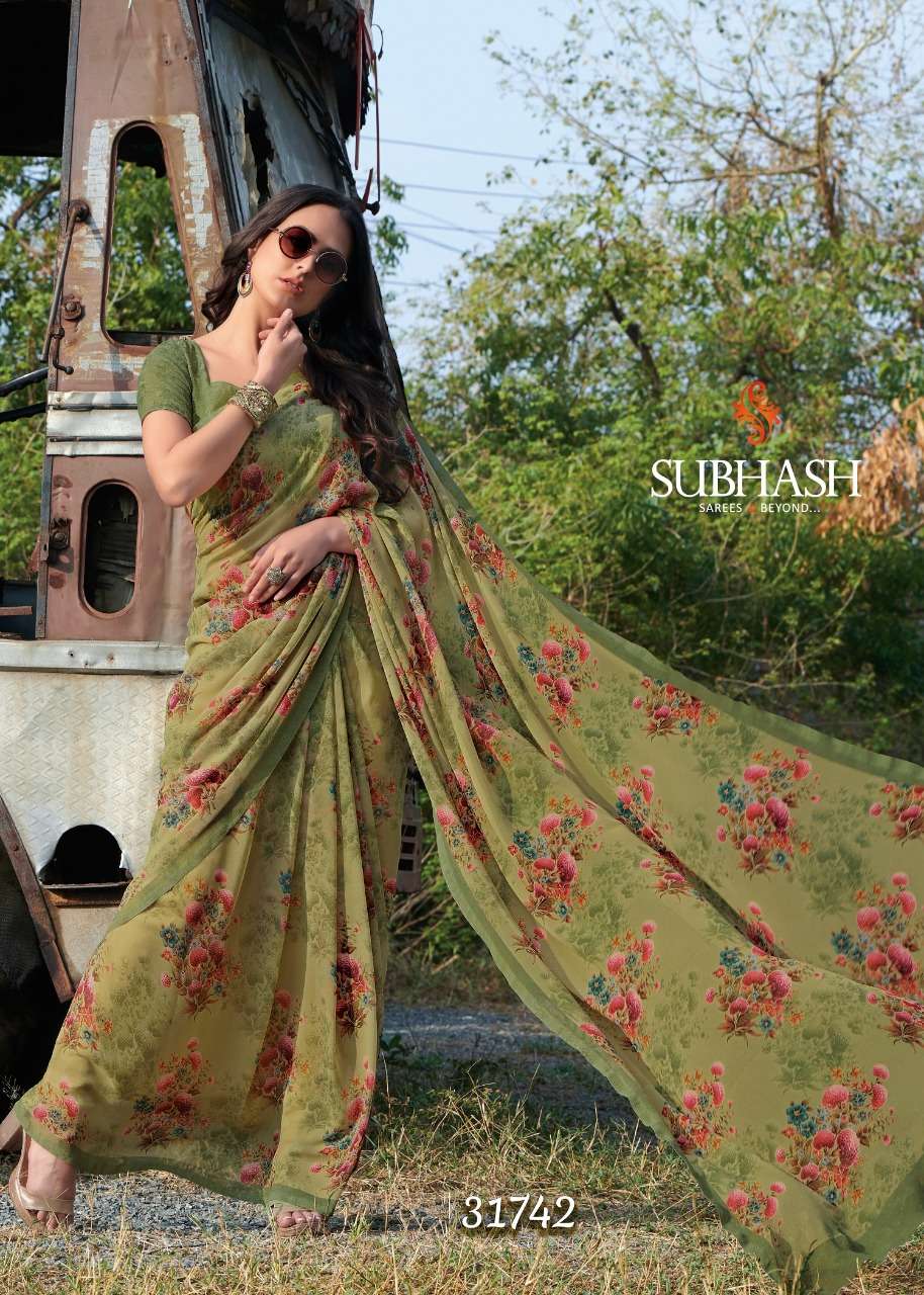 GARDENIA VOL-8 BY BY SUBHASH SAREE 31741 TO 31756 SERIES INDIAN TRADITIONAL WEAR COLLECTION BEAUTIFUL STYLISH FANCY COLORFUL PARTY WEAR & OCCASIONAL WEAR GEORGETTE PRINTED SAREES AT WHOLESALE PRICE