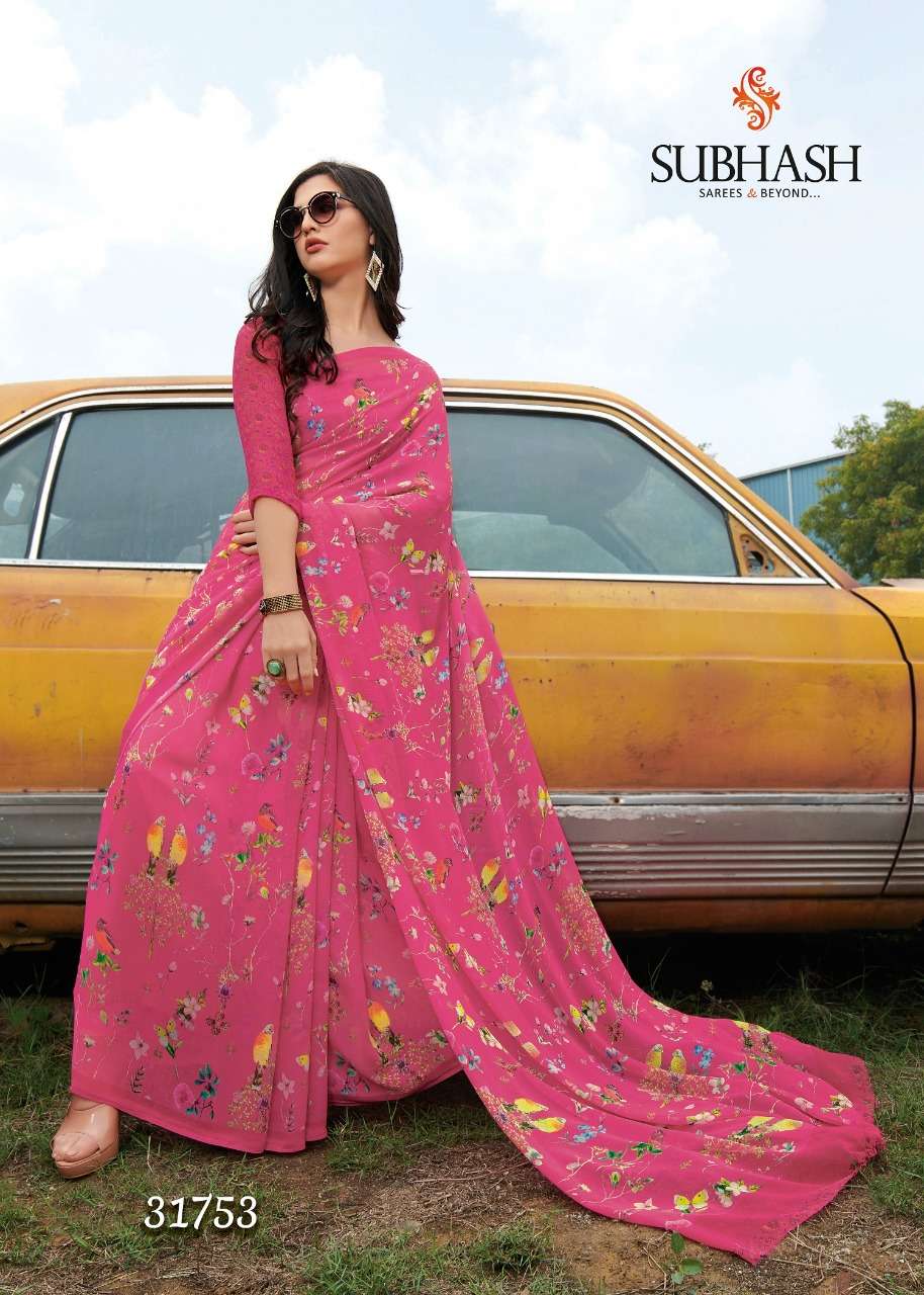 GARDENIA VOL-8 BY BY SUBHASH SAREE 31741 TO 31756 SERIES INDIAN TRADITIONAL WEAR COLLECTION BEAUTIFUL STYLISH FANCY COLORFUL PARTY WEAR & OCCASIONAL WEAR GEORGETTE PRINTED SAREES AT WHOLESALE PRICE