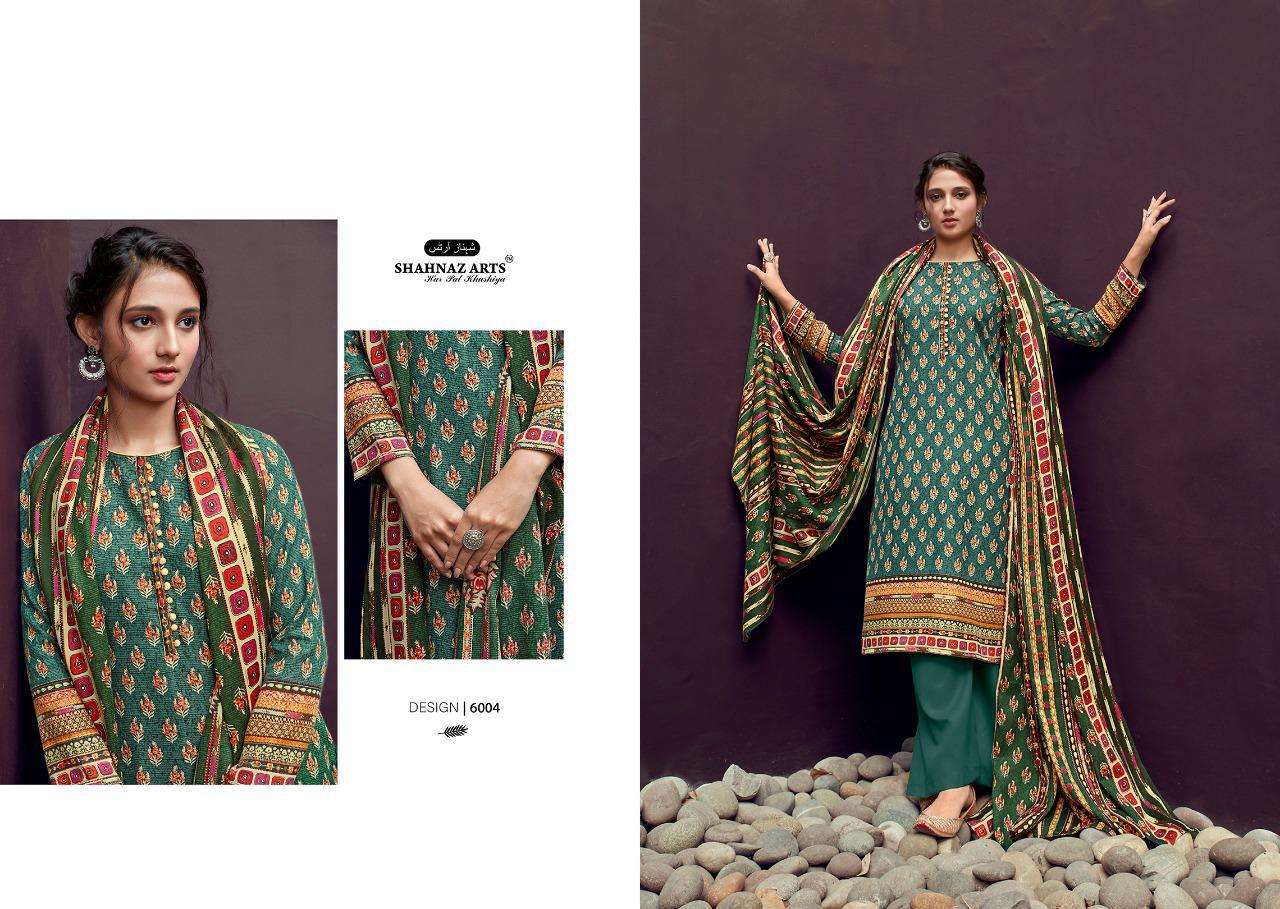 GULSHAN VOL-6 BY SHANAZ ARTS 6001 TO 6006 SERIES BEAUTIFUL SUITS STYLISH FANCY COLORFUL CASUAL WEAR & ETHNIC WEAR PASHMINA PRINTED DRESSES AT WHOLESALE PRICE