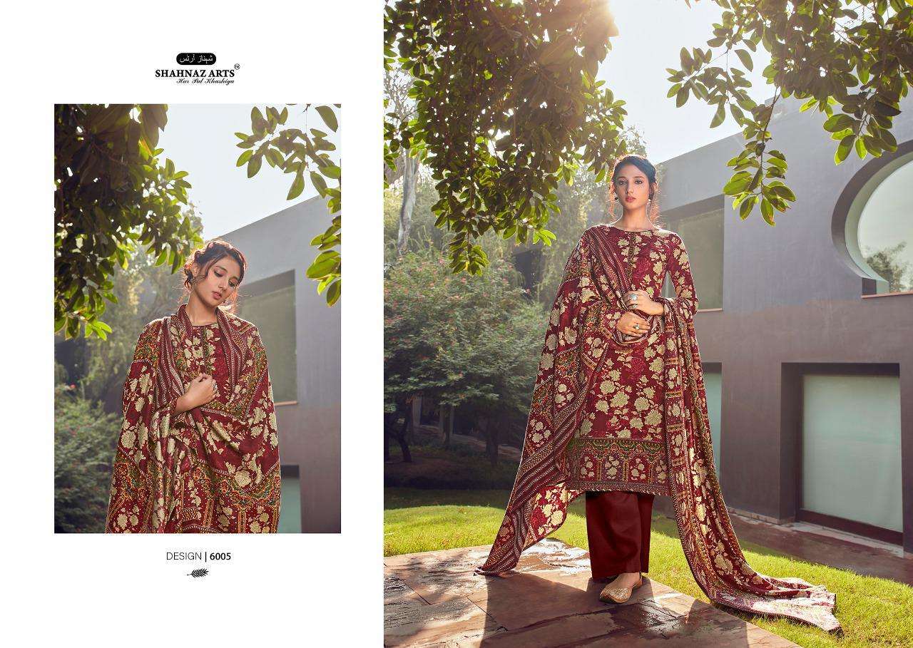 GULSHAN VOL-6 BY SHANAZ ARTS 6001 TO 6006 SERIES BEAUTIFUL SUITS STYLISH FANCY COLORFUL CASUAL WEAR & ETHNIC WEAR PASHMINA PRINTED DRESSES AT WHOLESALE PRICE