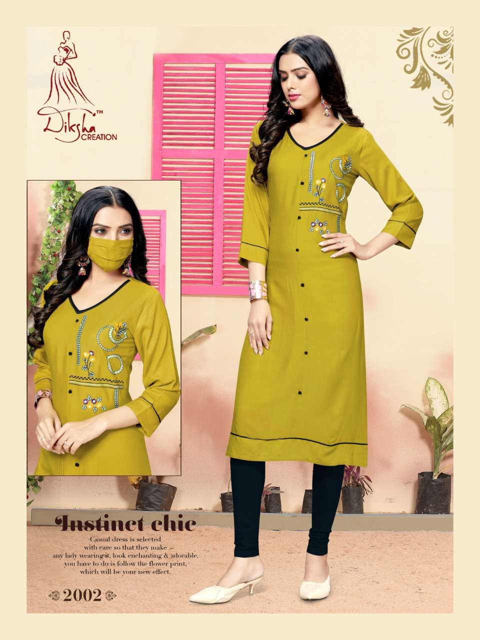 LIVAA VOL-2 BY DIKSHA FASHION 2001 TO 2008 SERIES BEAUTIFUL STYLISH FANCY COLORFUL CASUAL WEAR & ETHNIC WEAR & READY TO WEAR 14 KG RAYON WITH EMBROIDERY KURTIS AT WHOLESALE PRICE