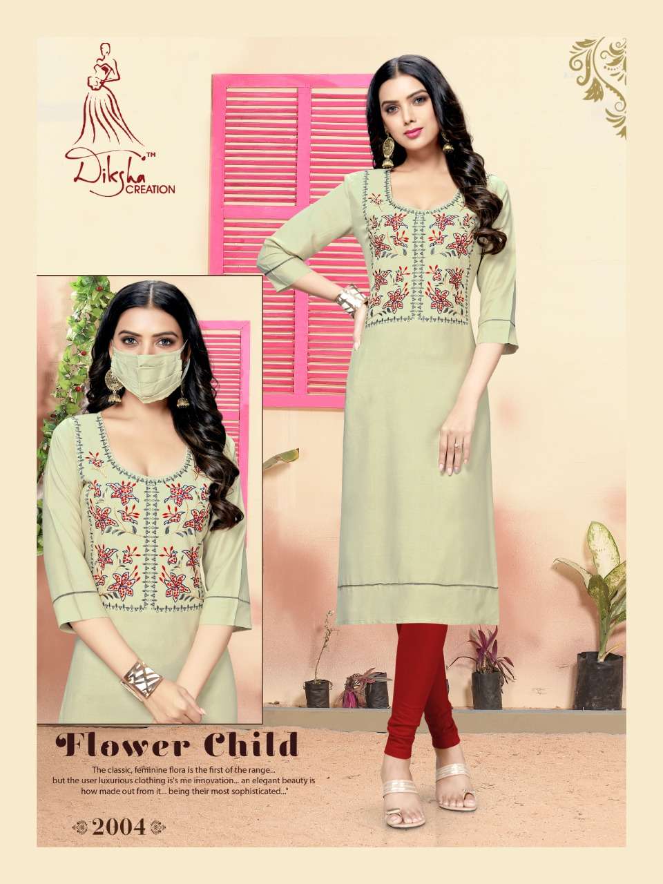 LIVAA VOL-2 BY DIKSHA FASHION 2001 TO 2008 SERIES BEAUTIFUL STYLISH FANCY COLORFUL CASUAL WEAR & ETHNIC WEAR & READY TO WEAR 14 KG RAYON WITH EMBROIDERY KURTIS AT WHOLESALE PRICE