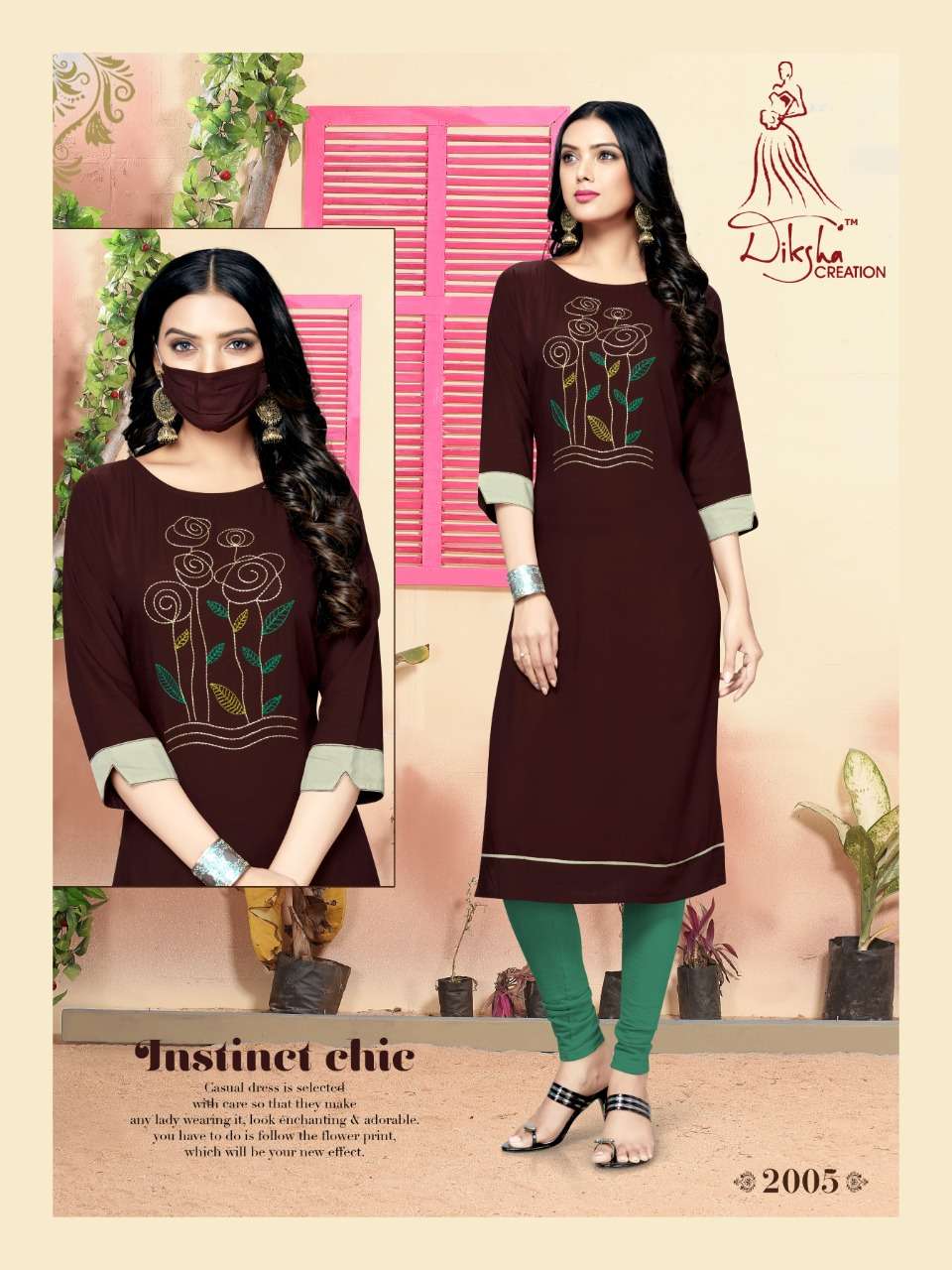 LIVAA VOL-2 BY DIKSHA FASHION 2001 TO 2008 SERIES BEAUTIFUL STYLISH FANCY COLORFUL CASUAL WEAR & ETHNIC WEAR & READY TO WEAR 14 KG RAYON WITH EMBROIDERY KURTIS AT WHOLESALE PRICE