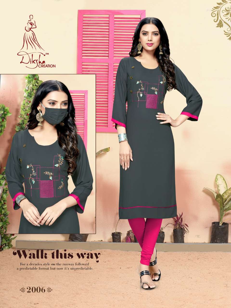 LIVAA VOL-2 BY DIKSHA FASHION 2001 TO 2008 SERIES BEAUTIFUL STYLISH FANCY COLORFUL CASUAL WEAR & ETHNIC WEAR & READY TO WEAR 14 KG RAYON WITH EMBROIDERY KURTIS AT WHOLESALE PRICE