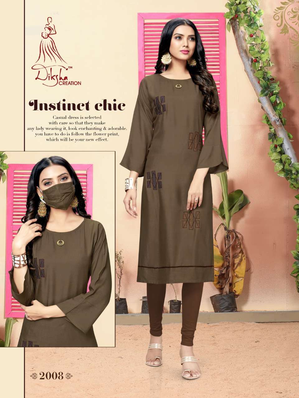 LIVAA VOL-2 BY DIKSHA FASHION 2001 TO 2008 SERIES BEAUTIFUL STYLISH FANCY COLORFUL CASUAL WEAR & ETHNIC WEAR & READY TO WEAR 14 KG RAYON WITH EMBROIDERY KURTIS AT WHOLESALE PRICE