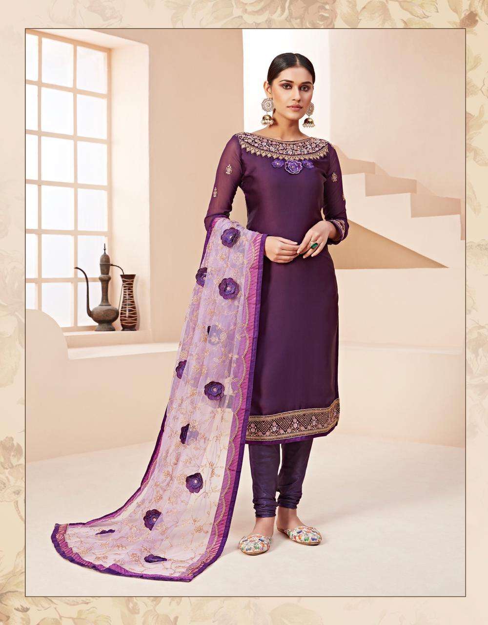 DESIRE OF WOMEN BY RUHI 101 TO 105 SERIES BEAUTIFUL STYLISH FANCY COLORFUL CASUAL WEAR & ETHNIC WEAR & READY TO WEAR SATIN GEORGETTE/RANGOLI WITH EMBROIDERY DRESSES AT WHOLESALE PRICE