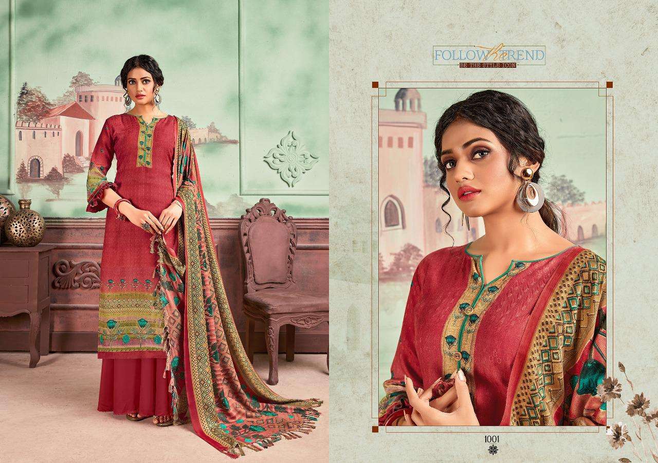 MARQUINA BY RICCO 1001 TO 1008 SERIES BEAUTIFUL SUITS STYLISH FANCY COLORFUL CASUAL WEAR & ETHNIC WEAR WOOL PASHMINA DIGITAL PRINTED DRESSES AT WHOLESALE PRICE