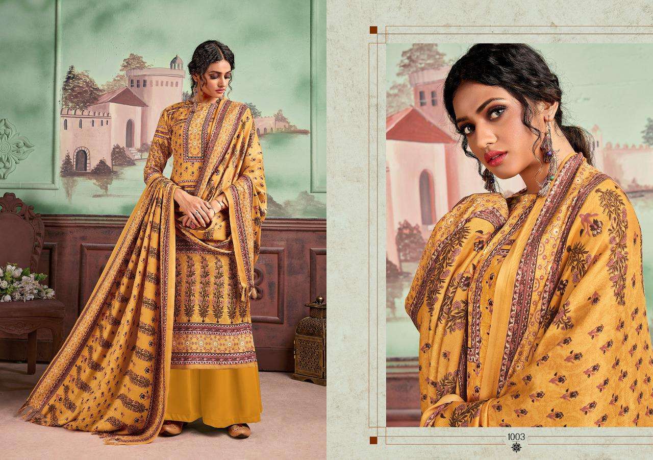 MARQUINA BY RICCO 1001 TO 1008 SERIES BEAUTIFUL SUITS STYLISH FANCY COLORFUL CASUAL WEAR & ETHNIC WEAR WOOL PASHMINA DIGITAL PRINTED DRESSES AT WHOLESALE PRICE