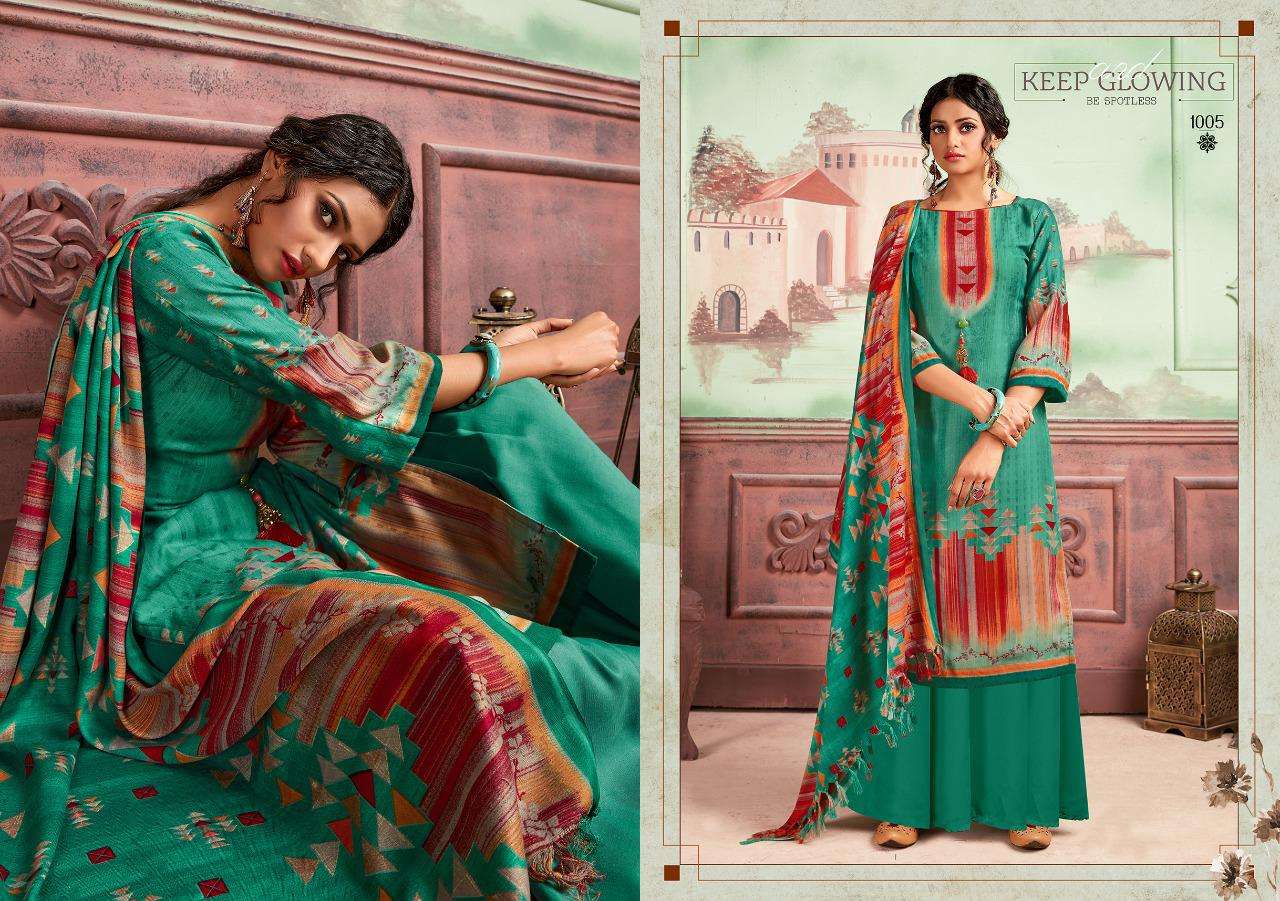 MARQUINA BY RICCO 1001 TO 1008 SERIES BEAUTIFUL SUITS STYLISH FANCY COLORFUL CASUAL WEAR & ETHNIC WEAR WOOL PASHMINA DIGITAL PRINTED DRESSES AT WHOLESALE PRICE