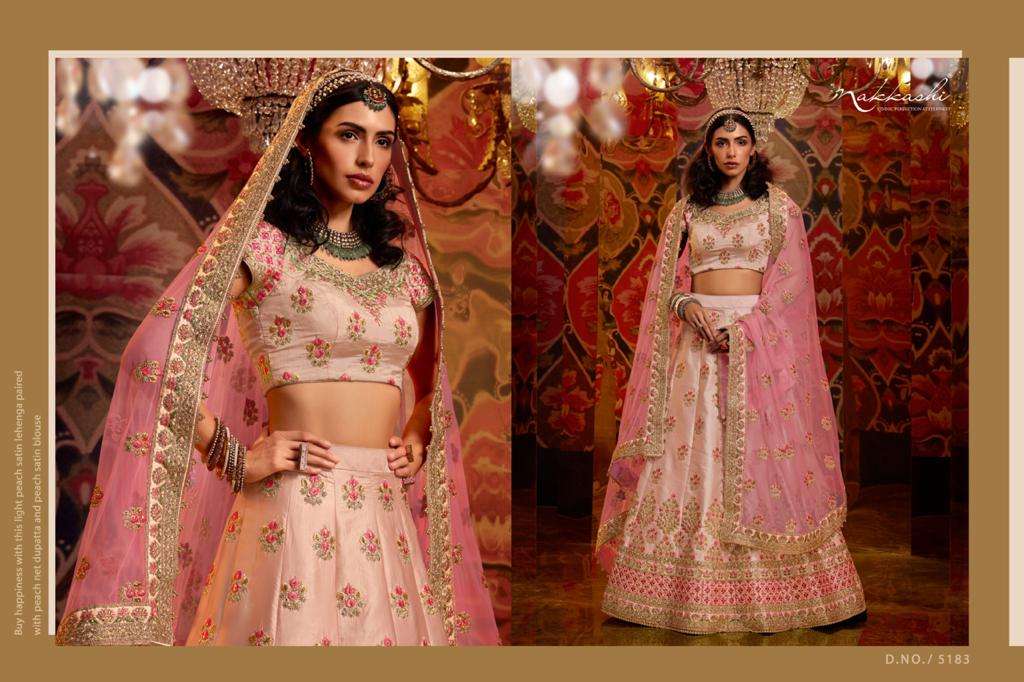 JASHN BY NAKKASHI 5173 TO 5183 SERIES BEAUTIFUL COLORFUL FANCY WEDDING COLLECTION OCCASIONAL WEAR & PARTY WEAR GREEN PURE RAW SILK LEHENGAS AT WHOLESALE PRICE