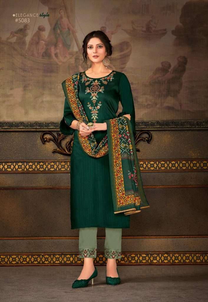 MADHUBALA BY LILY AND ALI 5081 TO 5088 SERIES BEAUTIFUL SUITS STYLISH FANCY COLORFUL PARTY WEAR & OCCASIONAL WEAR STRIP PATTERN SILK DRESSES AT WHOLESALE PRICE