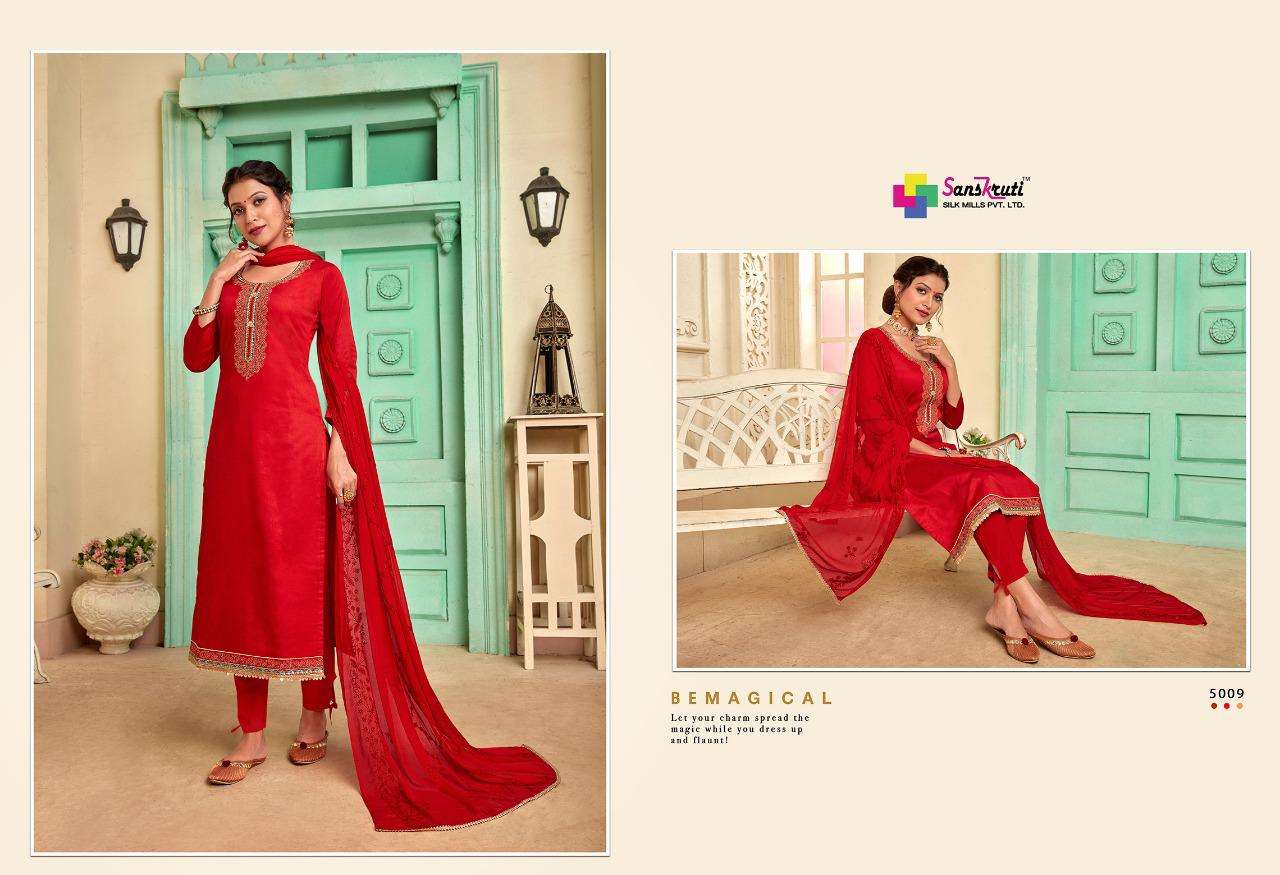 RUTBAA BY SANSKRUTI SILK MILLS 5006 TO 5011 SERIES BEAUTIFUL SUITS STYLISH FANCY COLORFUL CASUAL WEAR & ETHNIC WEAR PURE JAM SILK WITH EMBROIDERY DRESSES AT WHOLESALE PRICE