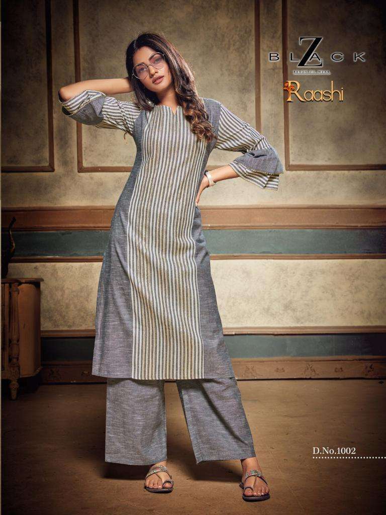 RAASHI BY Z BLACK 1001 TO 1006 SERIES STYLISH FANCY BEAUTIFUL COLORFUL CASUAL WEAR & ETHNIC WEAR SOUTH COTTON SLUB WITH GOTA WORK KURTIS AT WHOLESALE PRICE