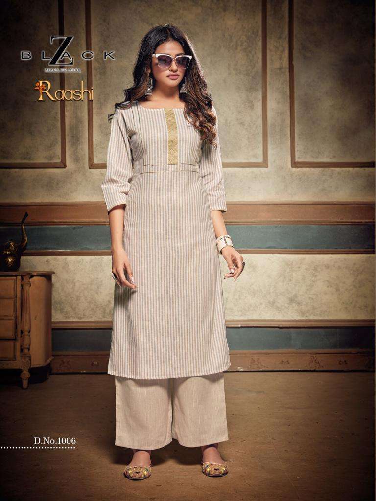RAASHI BY Z BLACK 1001 TO 1006 SERIES STYLISH FANCY BEAUTIFUL COLORFUL CASUAL WEAR & ETHNIC WEAR SOUTH COTTON SLUB WITH GOTA WORK KURTIS AT WHOLESALE PRICE