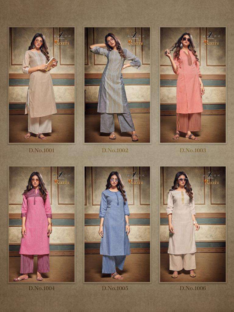 RAASHI BY Z BLACK 1001 TO 1006 SERIES STYLISH FANCY BEAUTIFUL COLORFUL CASUAL WEAR & ETHNIC WEAR SOUTH COTTON SLUB WITH GOTA WORK KURTIS AT WHOLESALE PRICE