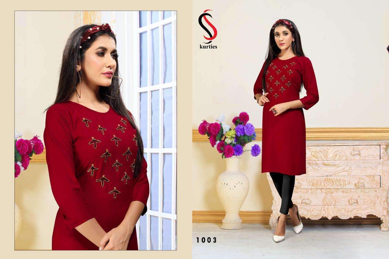 RADO BY S S KURTI 1001 TO 1008 SERIES STYLISH FANCY BEAUTIFUL COLORFUL CASUAL WEAR & ETHNIC WEAR HEAVY RAYON KURTIS AT WHOLESALE PRICE