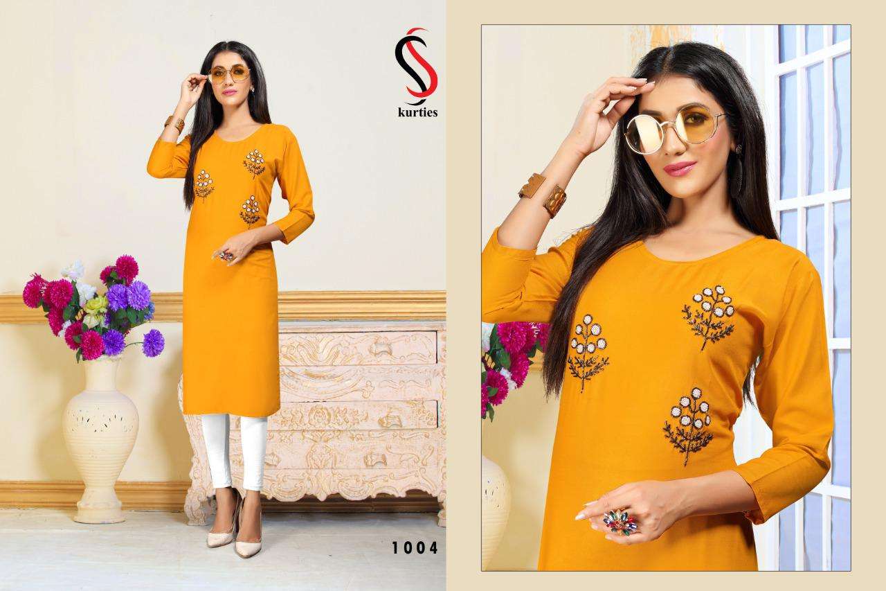 RADO BY S S KURTI 1001 TO 1008 SERIES STYLISH FANCY BEAUTIFUL COLORFUL CASUAL WEAR & ETHNIC WEAR HEAVY RAYON KURTIS AT WHOLESALE PRICE