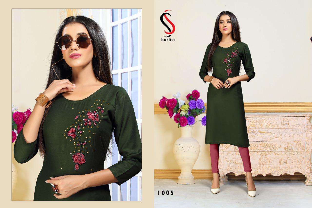 RADO BY S S KURTI 1001 TO 1008 SERIES STYLISH FANCY BEAUTIFUL COLORFUL CASUAL WEAR & ETHNIC WEAR HEAVY RAYON KURTIS AT WHOLESALE PRICE