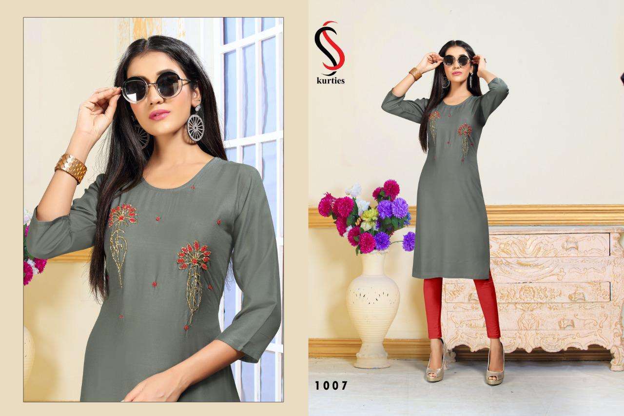 RADO BY S S KURTI 1001 TO 1008 SERIES STYLISH FANCY BEAUTIFUL COLORFUL CASUAL WEAR & ETHNIC WEAR HEAVY RAYON KURTIS AT WHOLESALE PRICE