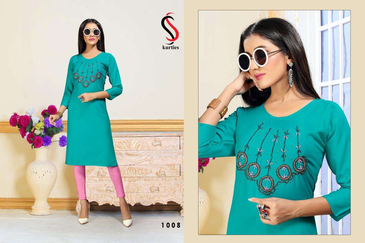 RADO BY S S KURTI 1001 TO 1008 SERIES STYLISH FANCY BEAUTIFUL COLORFUL CASUAL WEAR & ETHNIC WEAR HEAVY RAYON KURTIS AT WHOLESALE PRICE