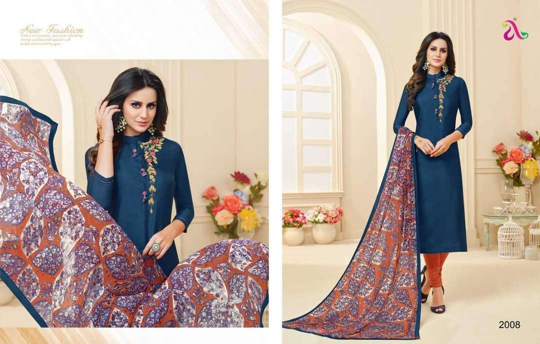 ANGROOP SALE COLLECTION BY ANGROOP PLUS BEAUTIFUL SUITS STYLISH FANCY COLORFUL CASUAL WEAR & ETHNIC WEAR CHANDERI WITH EMBROIDERY DRESSES AT WHOLESALE PRICE