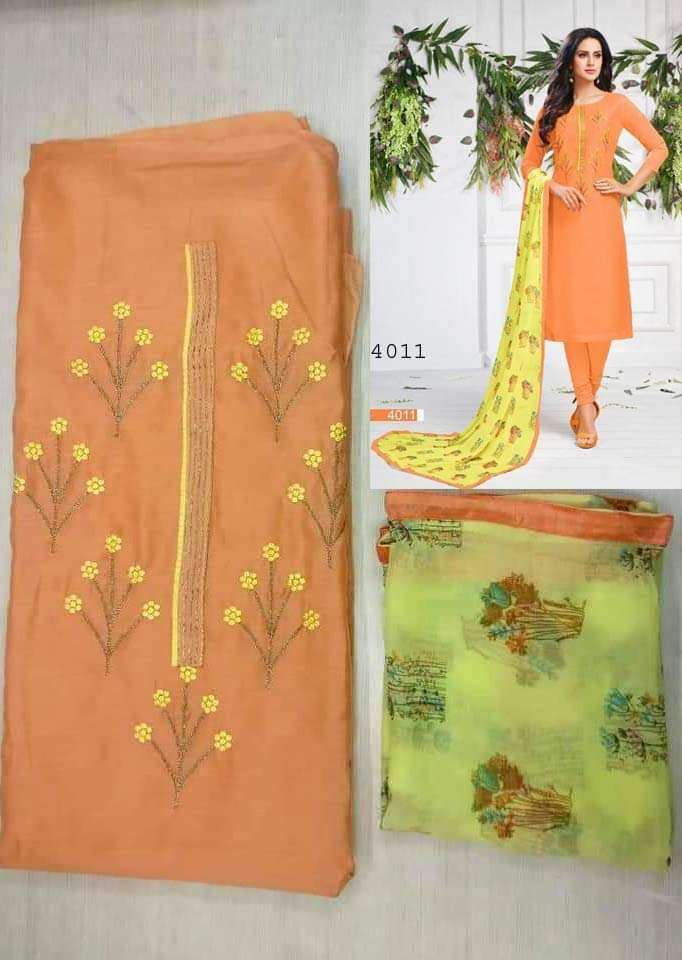 ANGROOP SALE COLLECTION BY ANGROOP PLUS BEAUTIFUL SUITS STYLISH FANCY COLORFUL CASUAL WEAR & ETHNIC WEAR CHANDERI WITH EMBROIDERY DRESSES AT WHOLESALE PRICE