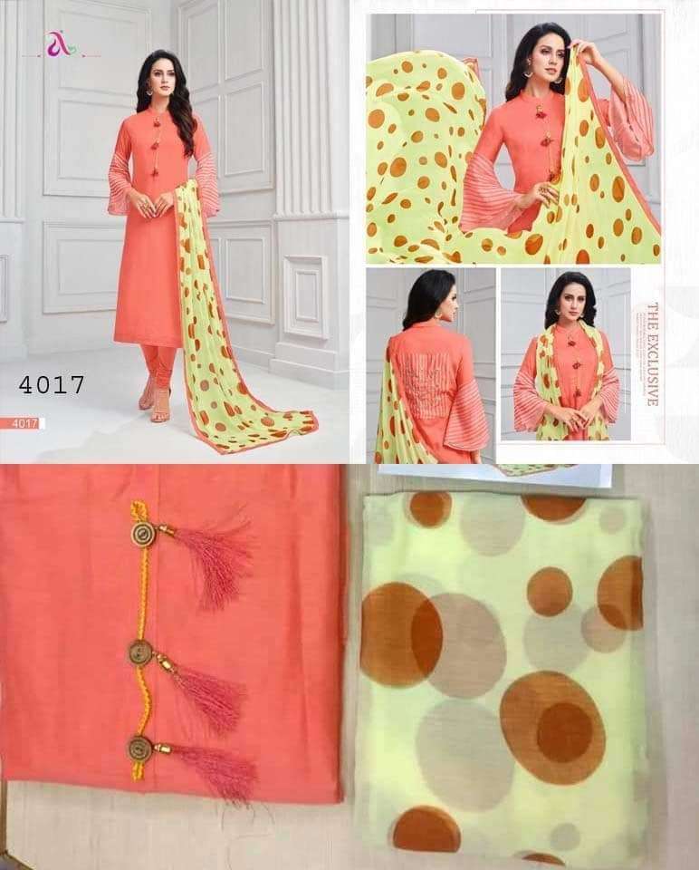 ANGROOP SALE COLLECTION BY ANGROOP PLUS BEAUTIFUL SUITS STYLISH FANCY COLORFUL CASUAL WEAR & ETHNIC WEAR CHANDERI WITH EMBROIDERY DRESSES AT WHOLESALE PRICE