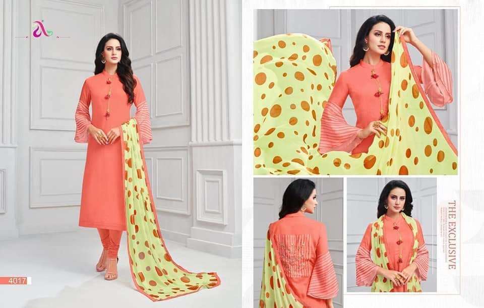 ANGROOP SALE COLLECTION BY ANGROOP PLUS BEAUTIFUL SUITS STYLISH FANCY COLORFUL CASUAL WEAR & ETHNIC WEAR CHANDERI WITH EMBROIDERY DRESSES AT WHOLESALE PRICE