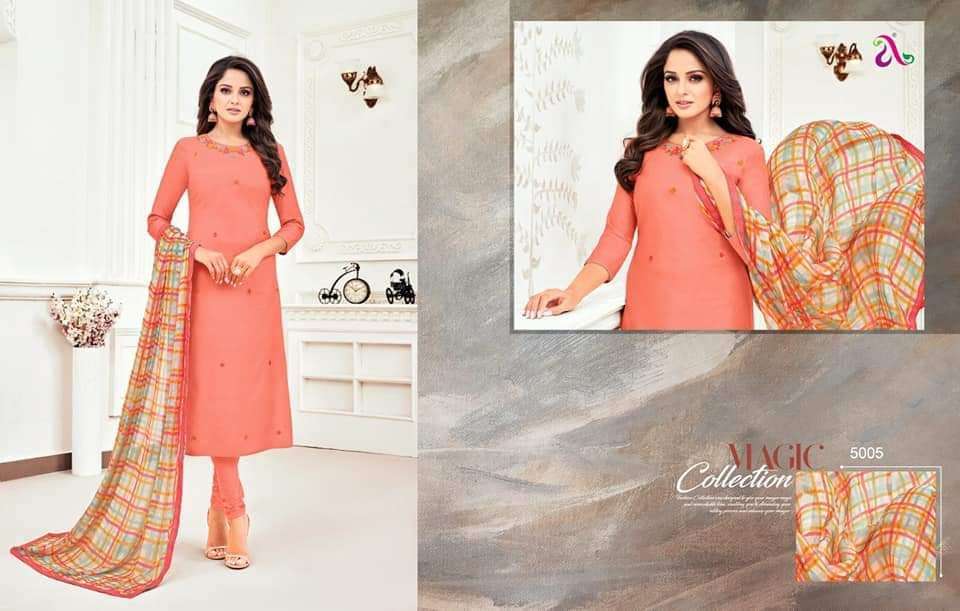 ANGROOP SALE COLLECTION BY ANGROOP PLUS BEAUTIFUL SUITS STYLISH FANCY COLORFUL CASUAL WEAR & ETHNIC WEAR CHANDERI WITH EMBROIDERY DRESSES AT WHOLESALE PRICE