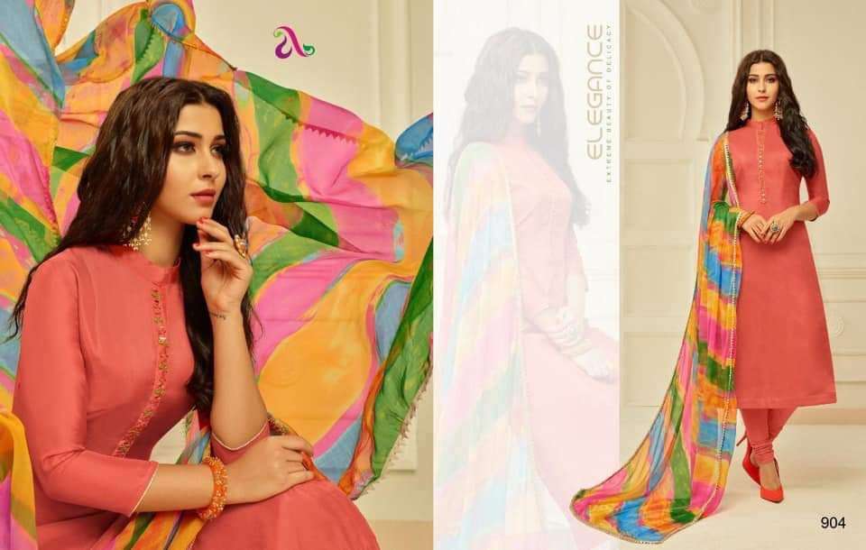 ANGROOP SALE COLLECTION BY ANGROOP PLUS BEAUTIFUL SUITS STYLISH FANCY COLORFUL CASUAL WEAR & ETHNIC WEAR CHANDERI WITH EMBROIDERY DRESSES AT WHOLESALE PRICE