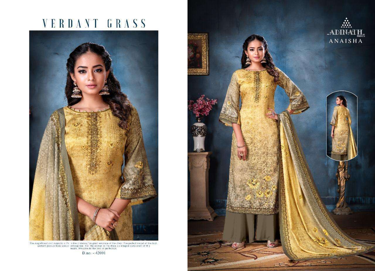 ANAISHA BY ADINATH PRINT 42001 TO 42008 SERIES BEAUTIFUL SUITS STYLISH FANCY COLORFUL CASUAL WEAR & ETHNIC WEAR PURE PASHMINA DIGITAL PRINTED DRESSES AT WHOLESALE PRICE