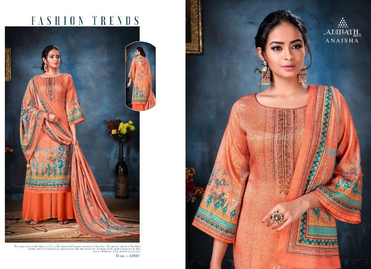 ANAISHA BY ADINATH PRINT 42001 TO 42008 SERIES BEAUTIFUL SUITS STYLISH FANCY COLORFUL CASUAL WEAR & ETHNIC WEAR PURE PASHMINA DIGITAL PRINTED DRESSES AT WHOLESALE PRICE
