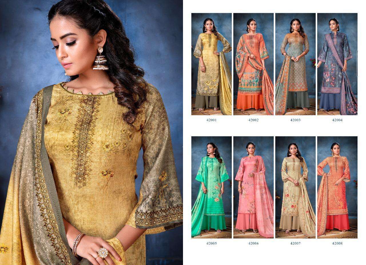 ANAISHA BY ADINATH PRINT 42001 TO 42008 SERIES BEAUTIFUL SUITS STYLISH FANCY COLORFUL CASUAL WEAR & ETHNIC WEAR PURE PASHMINA DIGITAL PRINTED DRESSES AT WHOLESALE PRICE