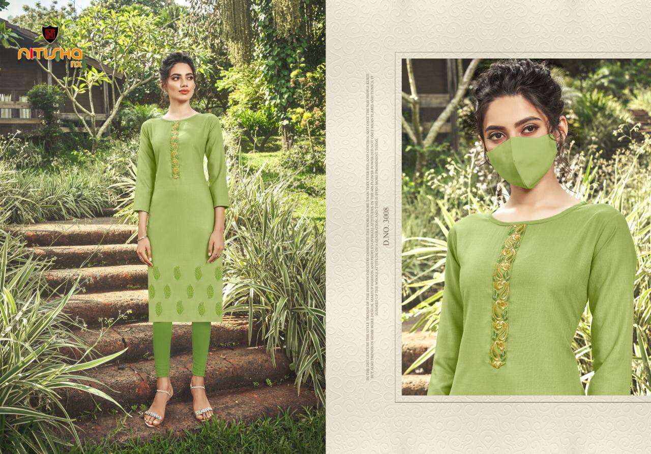 CHINGARI VOL-3 BY NITISHA NX 3001 TO 3010 SERIES STYLISH FANCY BEAUTIFUL COLORFUL CASUAL WEAR & ETHNIC WEAR HEAVY COTTON SLUB WITH EMBROIDERY KURTIS AT WHOLESALE PRICE