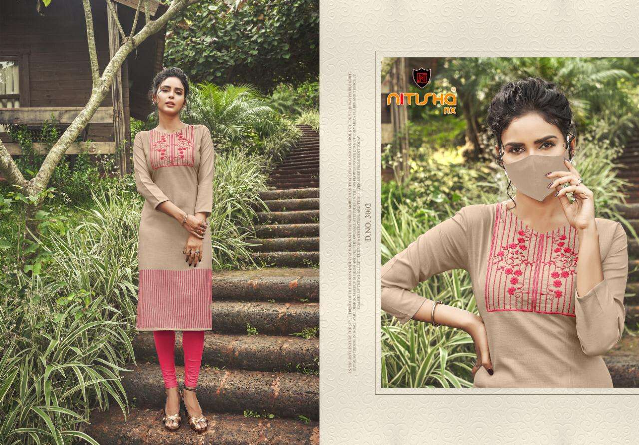 CHINGARI VOL-3 BY NITISHA NX 3001 TO 3010 SERIES STYLISH FANCY BEAUTIFUL COLORFUL CASUAL WEAR & ETHNIC WEAR HEAVY COTTON SLUB WITH EMBROIDERY KURTIS AT WHOLESALE PRICE