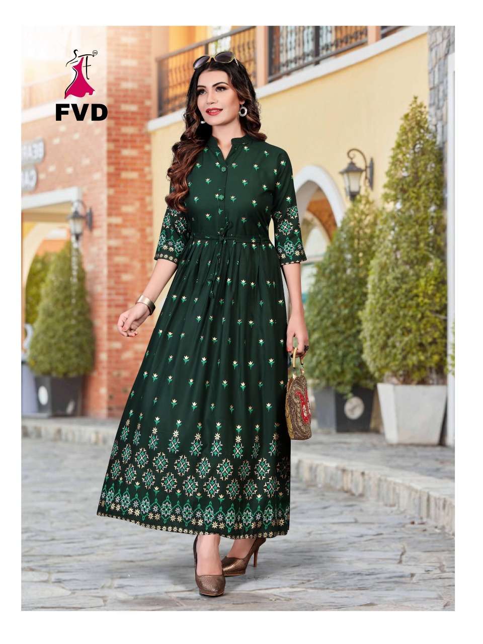RANG BY FVD 01 TO 08 SERIES DESIGNER BEAUTIFUL STYLISH FANCY COLORFUL PARTY WEAR & OCCASIONAL WEAR RAYON 14 KG PRINTED GOWNS AT WHOLESALE PRICE