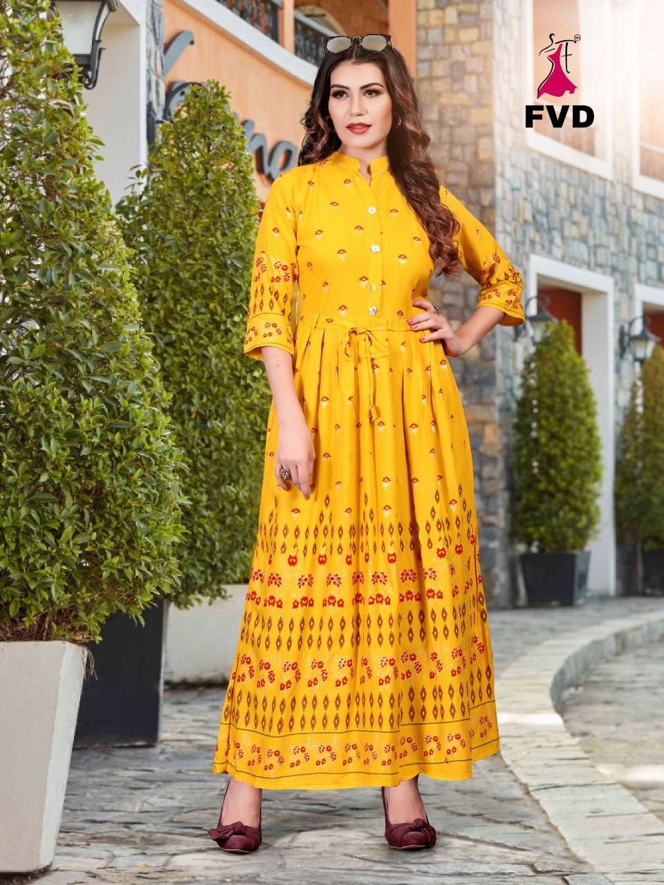 RANG BY FVD 01 TO 08 SERIES DESIGNER BEAUTIFUL STYLISH FANCY COLORFUL PARTY WEAR & OCCASIONAL WEAR RAYON 14 KG PRINTED GOWNS AT WHOLESALE PRICE