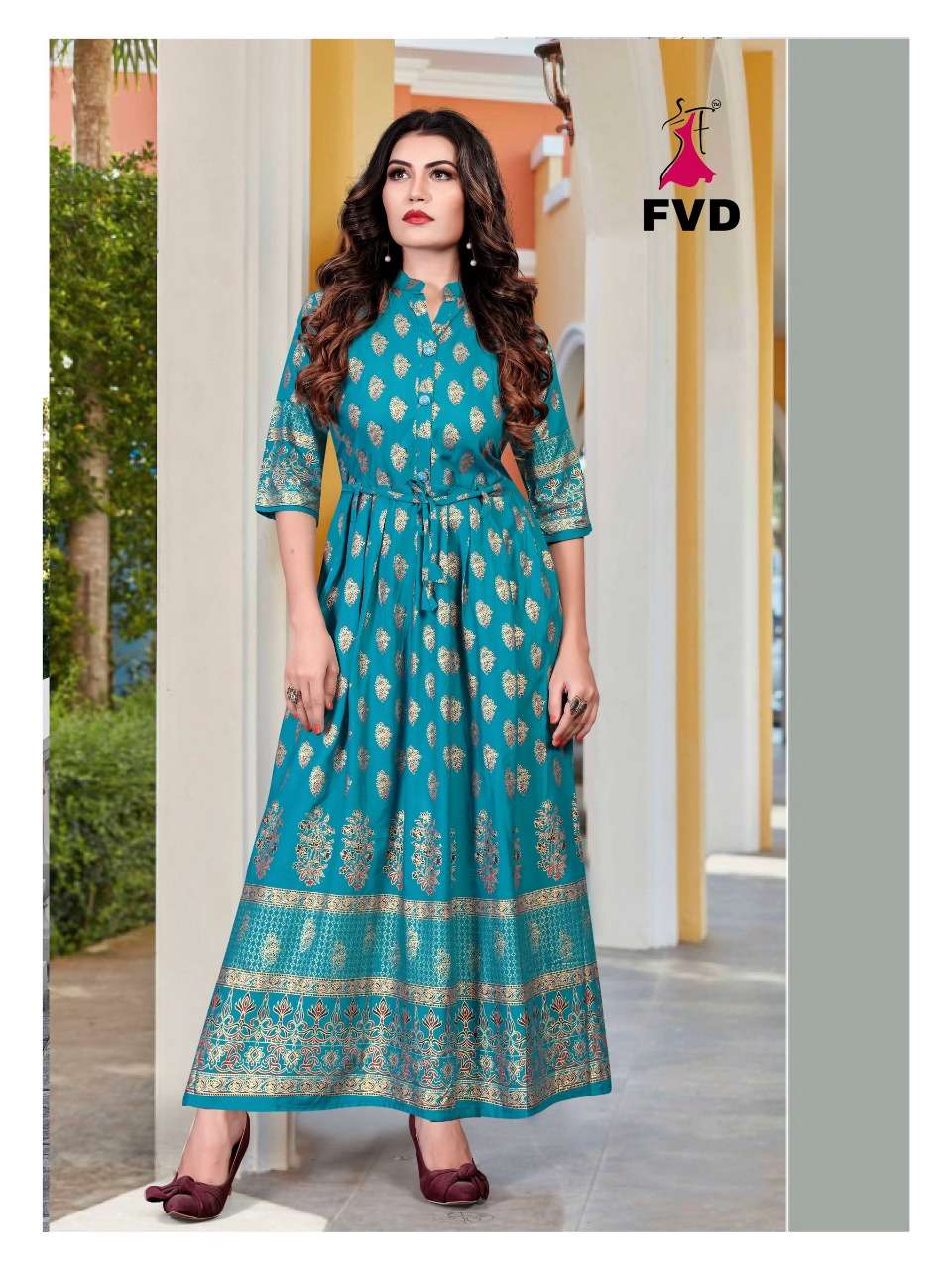 RANG BY FVD 01 TO 08 SERIES DESIGNER BEAUTIFUL STYLISH FANCY COLORFUL PARTY WEAR & OCCASIONAL WEAR RAYON 14 KG PRINTED GOWNS AT WHOLESALE PRICE