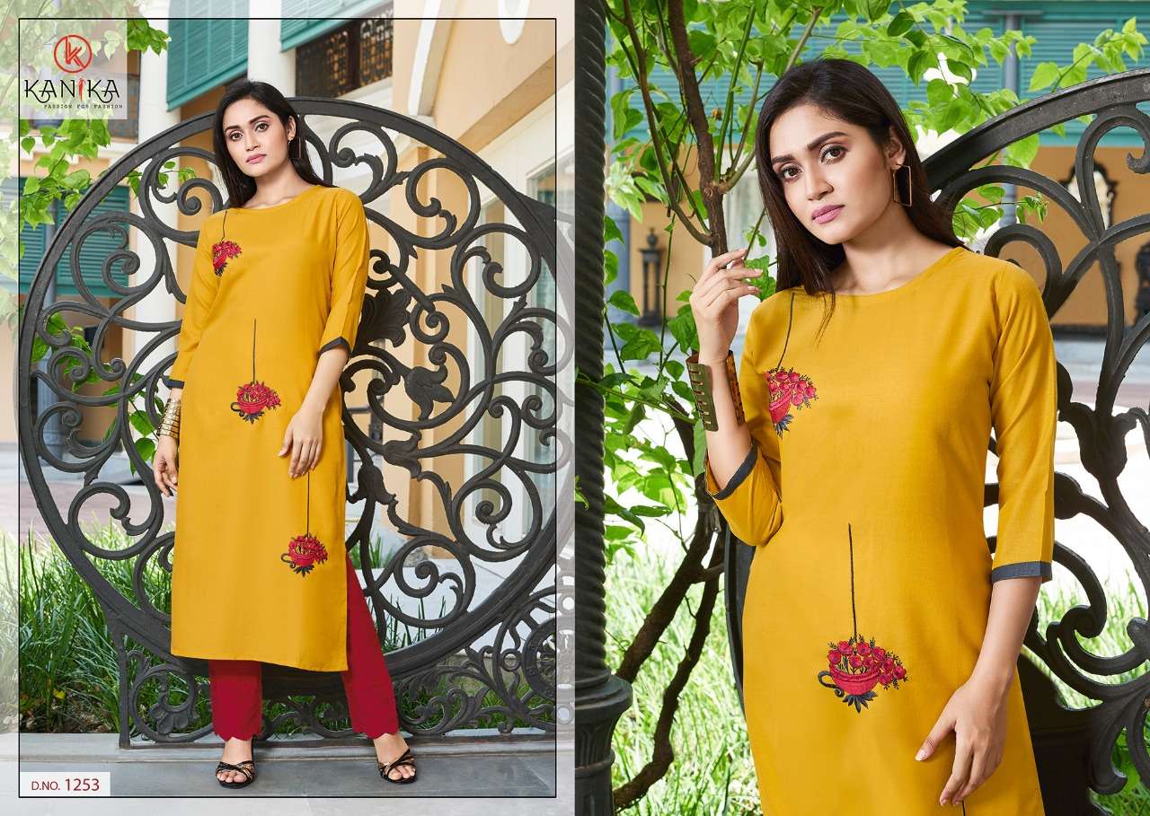 ADITI VOL-7 BY KANIKA 1253 TO 1262 SERIES STYLISH FANCY BEAUTIFUL COLORFUL CASUAL WEAR & ETHNIC WEAR RAYON SLUB WITH EMBROIDERY KURTIS AT WHOLESALE PRICE