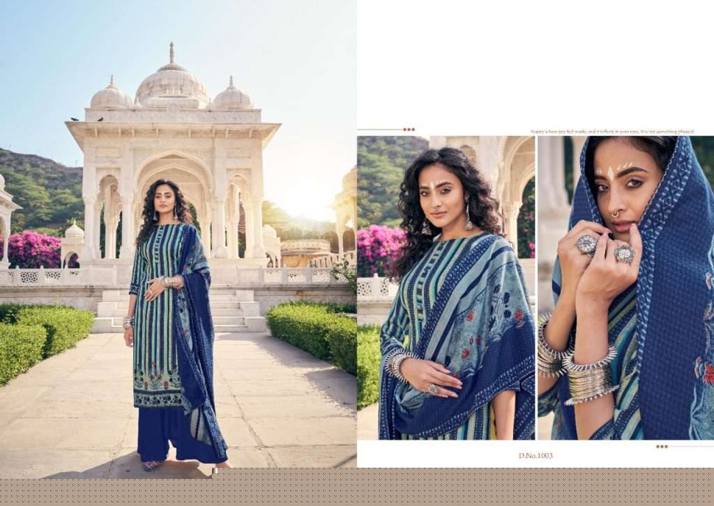 TAJ BY SUMYRA 1001 TO 1010 SERIES BEAUTIFUL STYLISH SHARARA SUITS FANCY COLORFUL CASUAL WEAR & ETHNIC WEAR & READY TO WEAR PASHMINA PRINTED DRESSES AT WHOLESALE PRICE