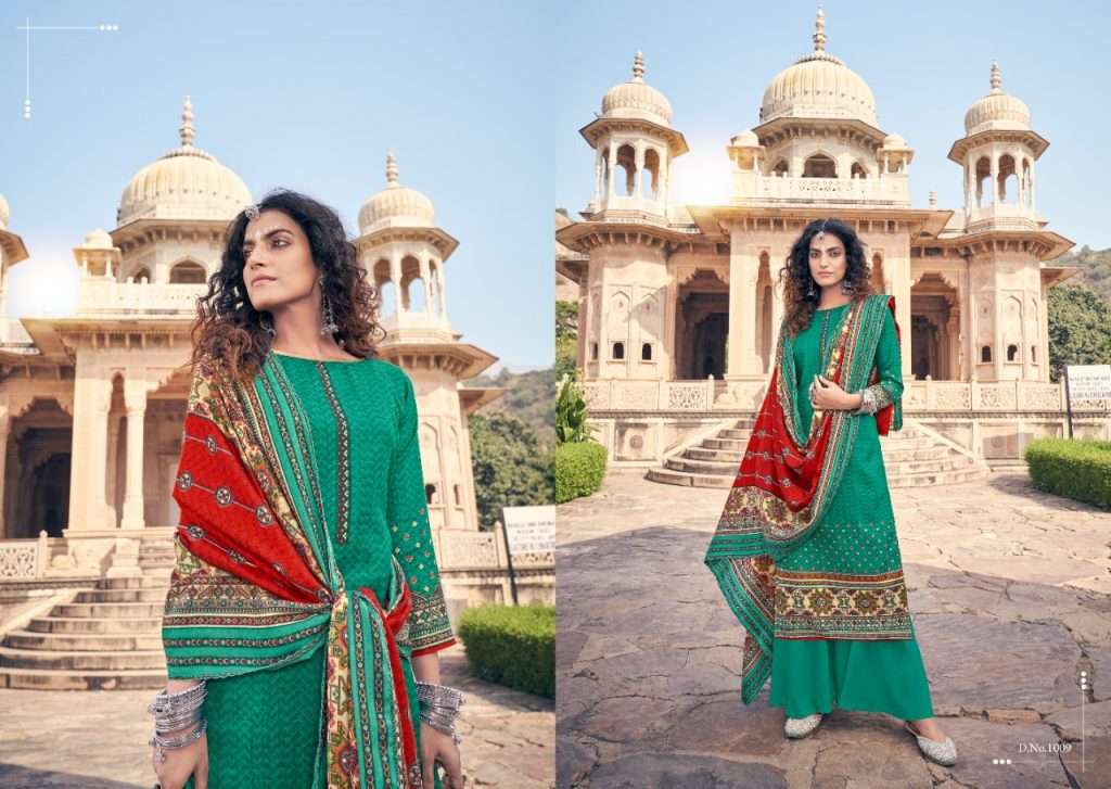 TAJ BY SUMYRA 1001 TO 1010 SERIES BEAUTIFUL STYLISH SHARARA SUITS FANCY COLORFUL CASUAL WEAR & ETHNIC WEAR & READY TO WEAR PASHMINA PRINTED DRESSES AT WHOLESALE PRICE