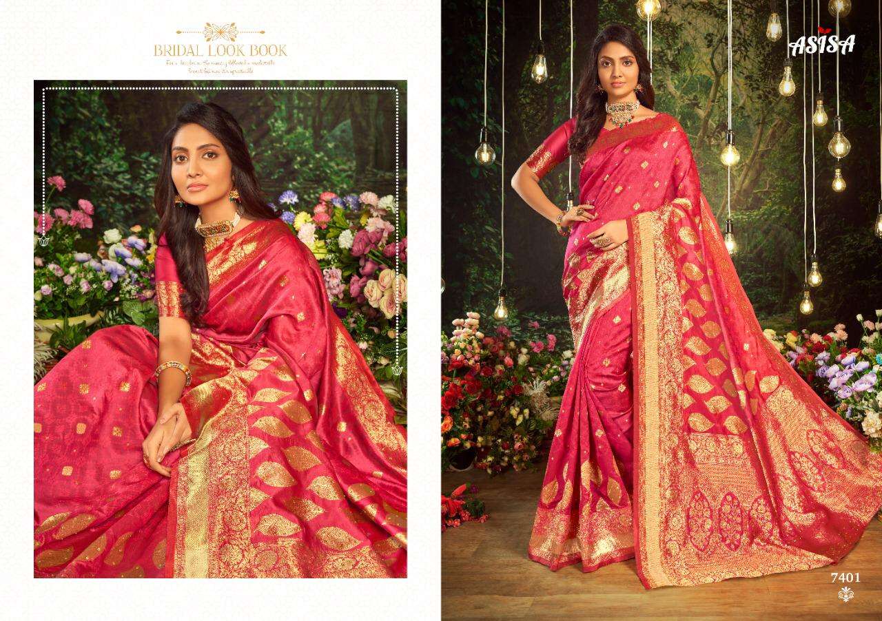 PANCHI BY ASISA 7401 TO 7406 SERIES INDIAN TRADITIONAL WEAR COLLECTION BEAUTIFUL STYLISH FANCY COLORFUL PARTY WEAR & OCCASIONAL WEAR SOFT SILK SAREES AT WHOLESALE PRICE