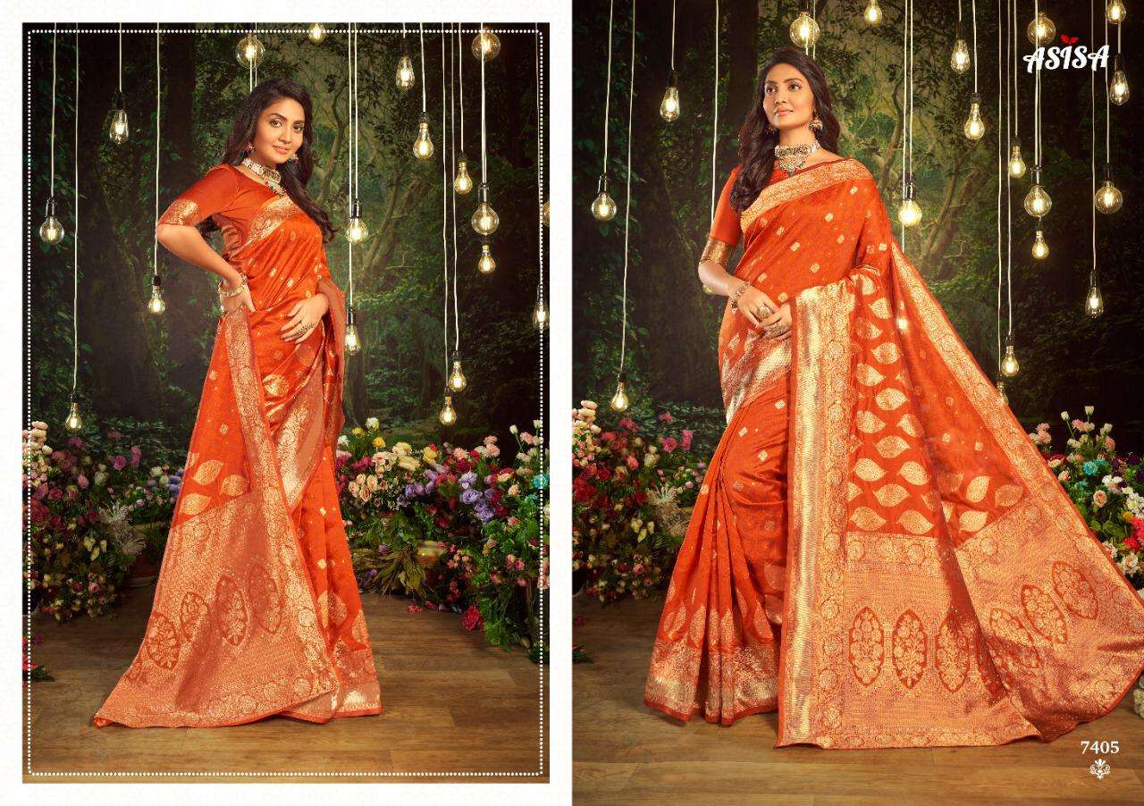 PANCHI BY ASISA 7401 TO 7406 SERIES INDIAN TRADITIONAL WEAR COLLECTION BEAUTIFUL STYLISH FANCY COLORFUL PARTY WEAR & OCCASIONAL WEAR SOFT SILK SAREES AT WHOLESALE PRICE