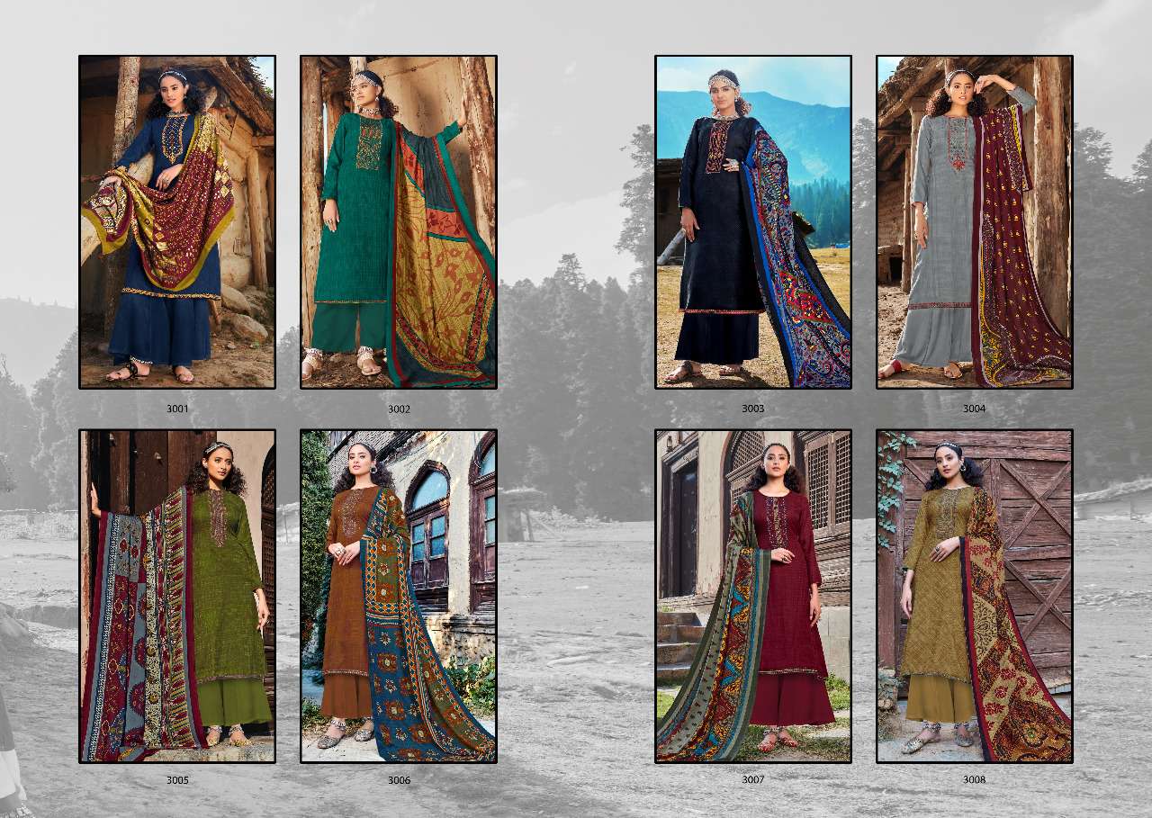 GULMOHAR VOL-3 BY ZSM 3001 TO 3008 SERIES BEAUTIFUL STYLISH SHARARA SUITS FANCY COLORFUL CASUAL WEAR & ETHNIC WEAR & READY TO WEAR HEAVY I BALL PASHMINA PRINTED DRESSES AT WHOLESALE PRICE