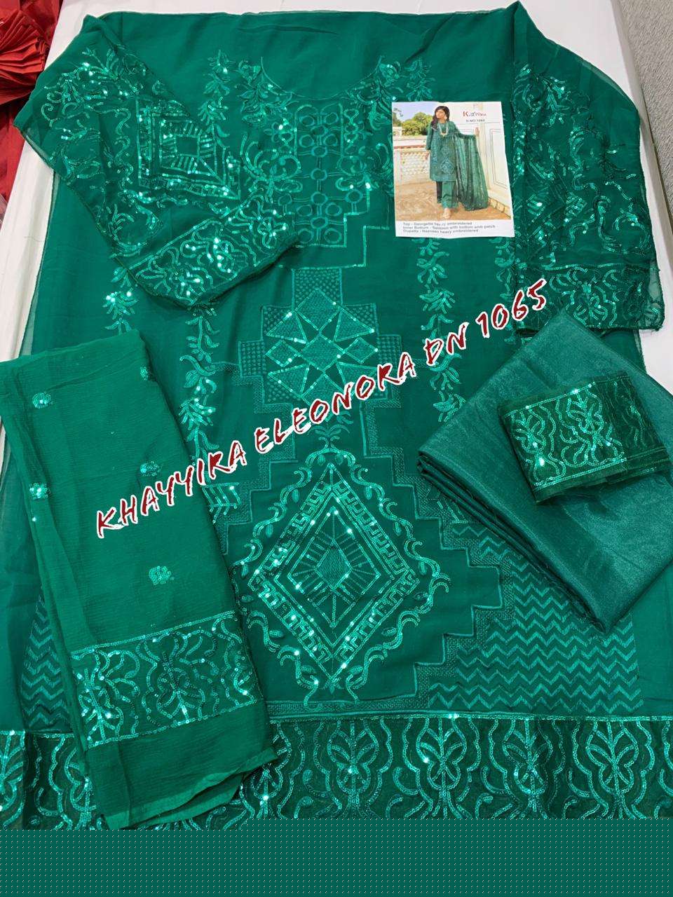 ELEONORA COLLECTION BY KHAYYIRA 1063 TO 1067 SERIES BEAUTIFUL STYLISH SHARARA SUITS FANCY COLORFUL CASUAL WEAR & ETHNIC WEAR & READY TO WEAR HEAVY GEORGETTE WITH EMBROIDERY DRESSES AT WHOLESALE PRICE