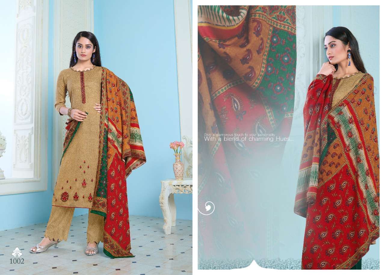 MADHUBALA BY 7 CLOUDS 1001 TO 1008 SERIES DESIGNER ANARKALI SUITS COLLECTION BEAUTIFUL STYLISH FANCY COLORFUL PARTY WEAR & OCCASIONAL WEAR PURE PASHMINA PRINTED WITH EMBROIDERY DRESSES AT WHOLESALE PRICE