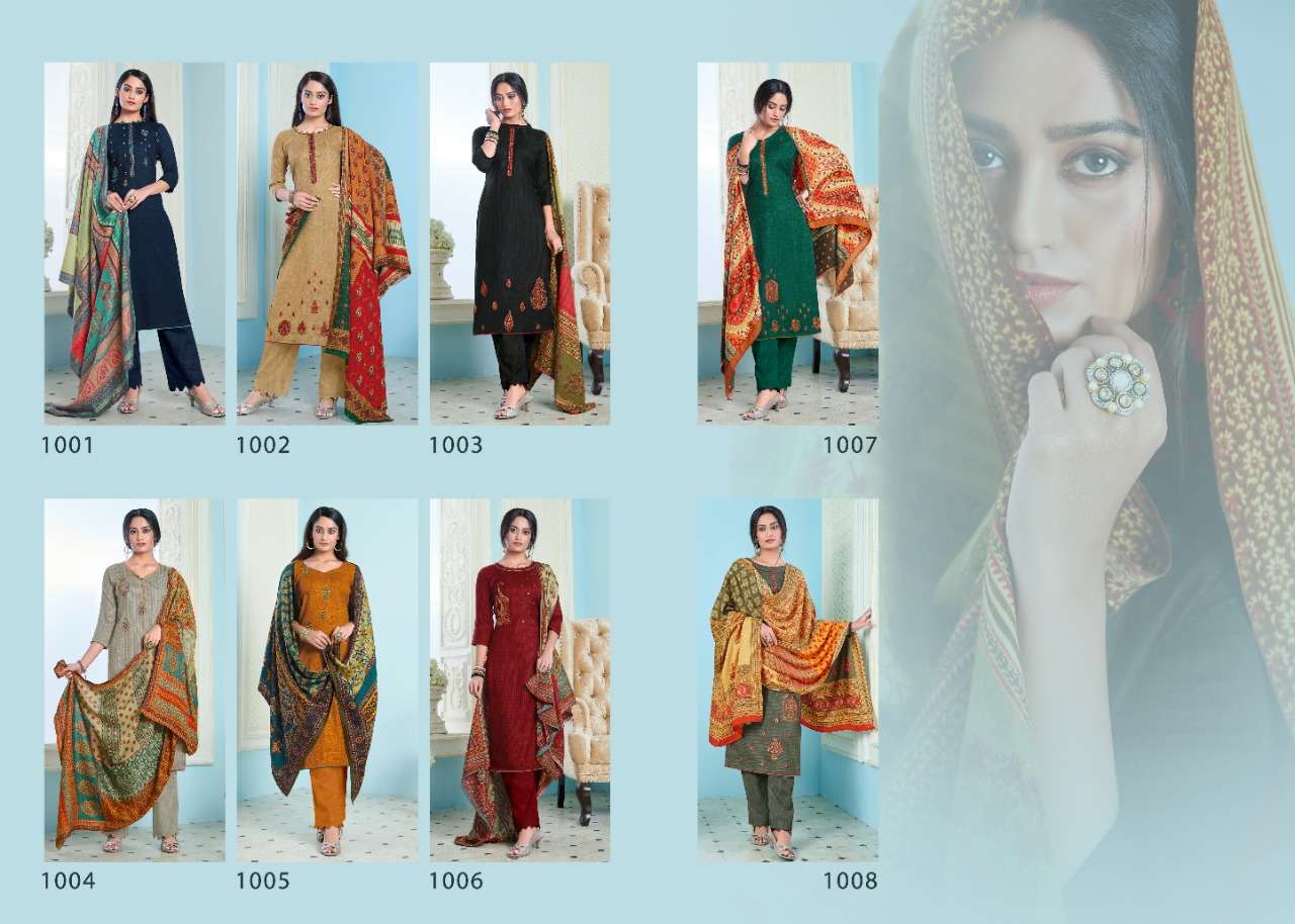 MADHUBALA BY 7 CLOUDS 1001 TO 1008 SERIES DESIGNER ANARKALI SUITS COLLECTION BEAUTIFUL STYLISH FANCY COLORFUL PARTY WEAR & OCCASIONAL WEAR PURE PASHMINA PRINTED WITH EMBROIDERY DRESSES AT WHOLESALE PRICE