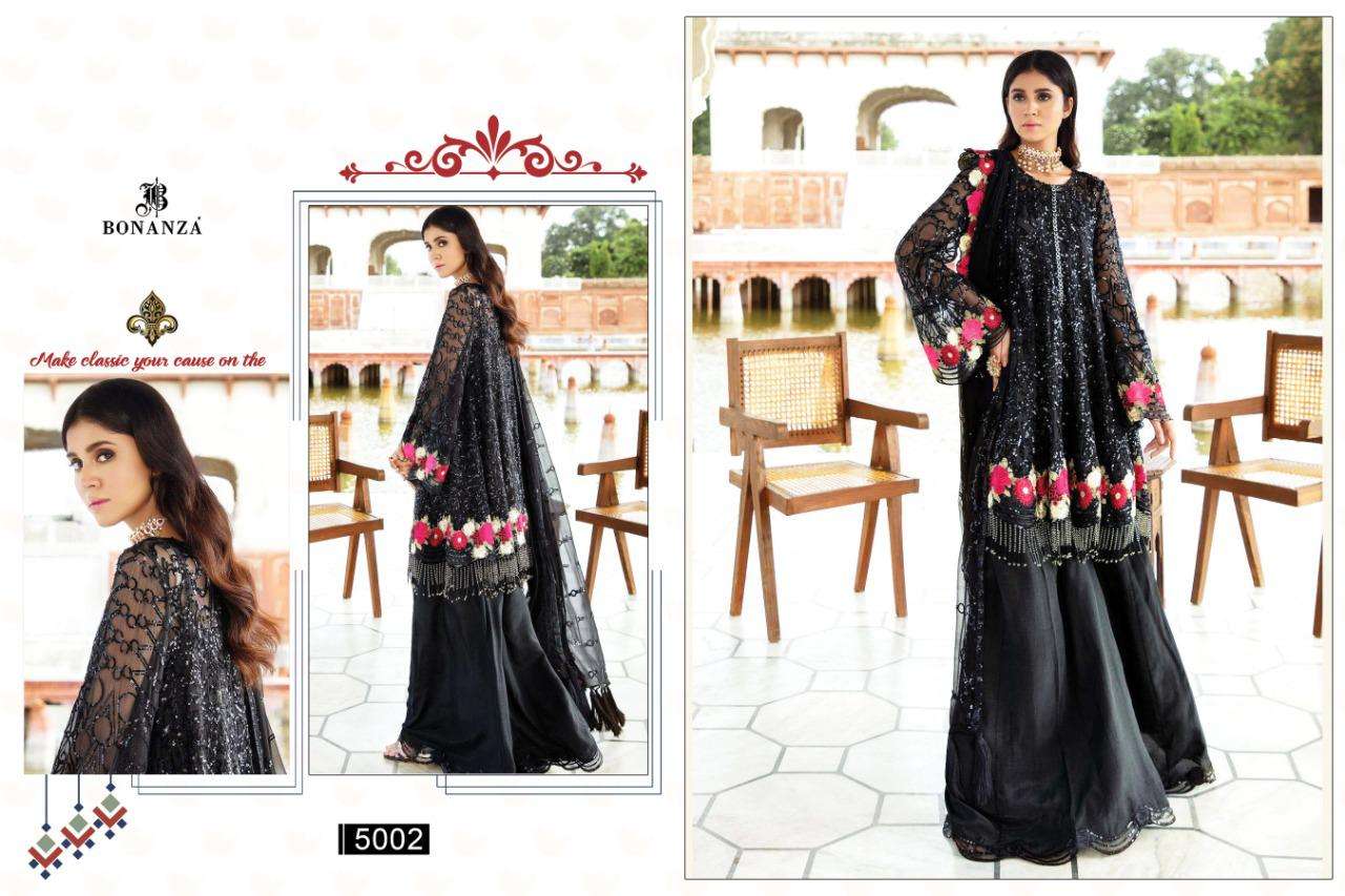 ALLIFA 5001 SERIES BY BONANZA 5001 TO 5003 SERIES PAKISTANI SUITS BEAUTIFUL FANCY COLORFUL STYLISH PARTY WEAR & OCCASIONAL WEAR HEAVY GEORGETTE WITH EMBROIDERY DRESSES AT WHOLESALE PRICE
