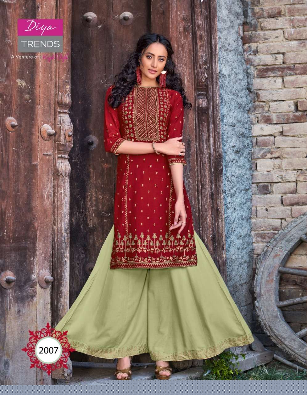 FLORENCE VOL-2 BY DIYA TRENDS 2001 TO 2010 SERIES BEAUTIFUL STYLISH FANCY COLORFUL CASUAL WEAR & ETHNIC WEAR RAYON/COTTON WITH EMBROIDERED KURTIS WITH BOTTOM AT WHOLESALE PRICE